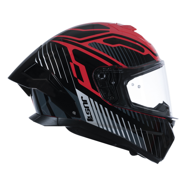 Just1 J-STR full-face helmet in Tactical Silver and Red Gloss finish
