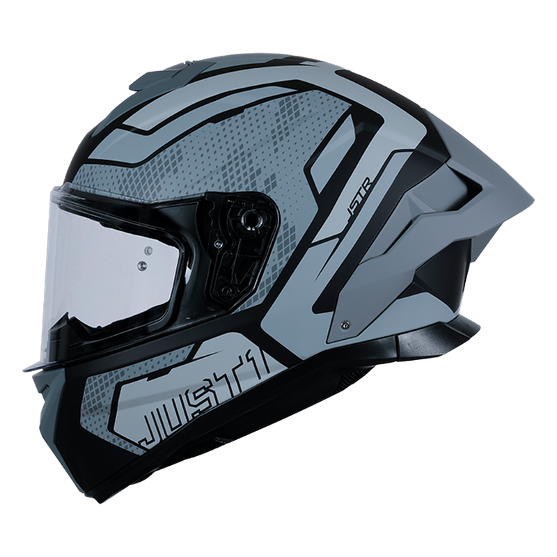 Just1 J-STR full-face helmet in Union Grey and Matte Black