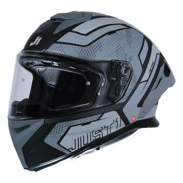 Just1 J-STR full-face helmet in Union Grey and Matte Black