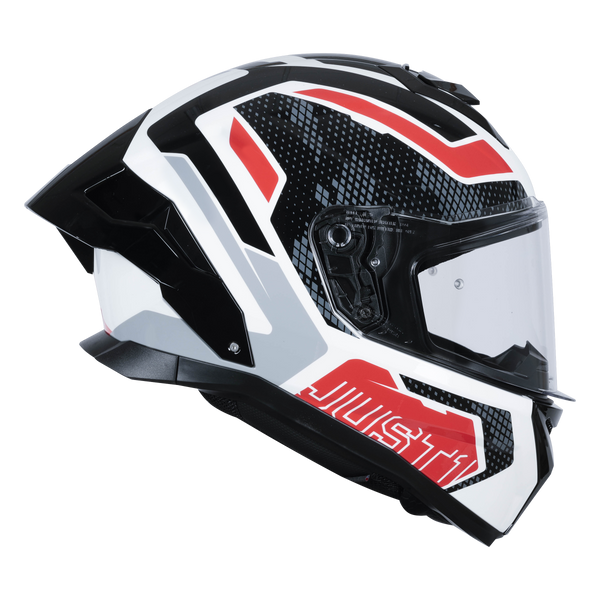 Just1 J-STR full-face helmet in Union Red and White gloss finish