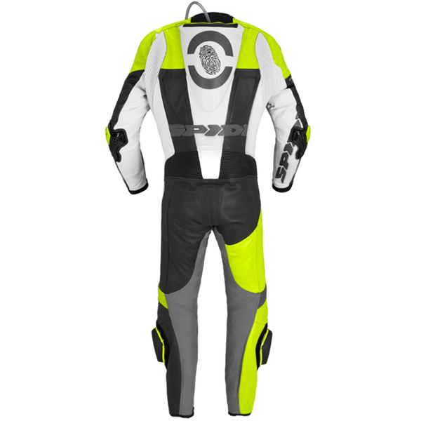 Spidi DP-Progressive one-piece leather race suit in black and fluo yellow