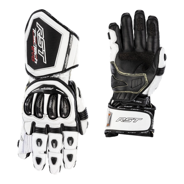 RST Tractech Evo 4 men's motorcycle leather gloves in white