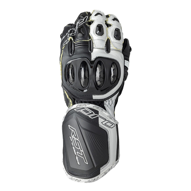 RST Pro Series GP D3O motorcycle leather gloves men's White/Black