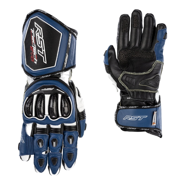 RST Tractech Evo 4 men's motorcycle leather gloves in Blue/White/Black