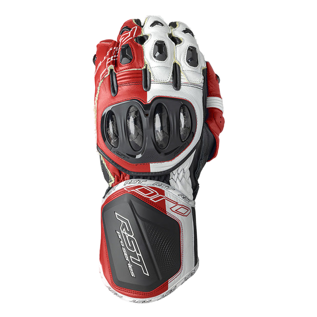 RST Pro Series GP D3O motorcycle leather gloves men red white