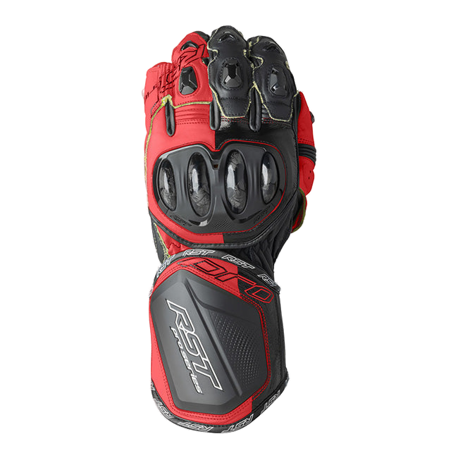 RST Pro Series GP D3O men's motorcycle leather gloves in red and black