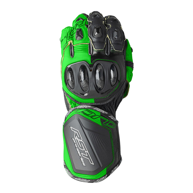 RST Pro Series GP D3O motorcycle leather gloves men's Green/Black