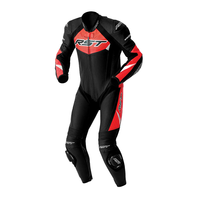RST Tractech EVO D3O men's one-piece leather race suit in black and red