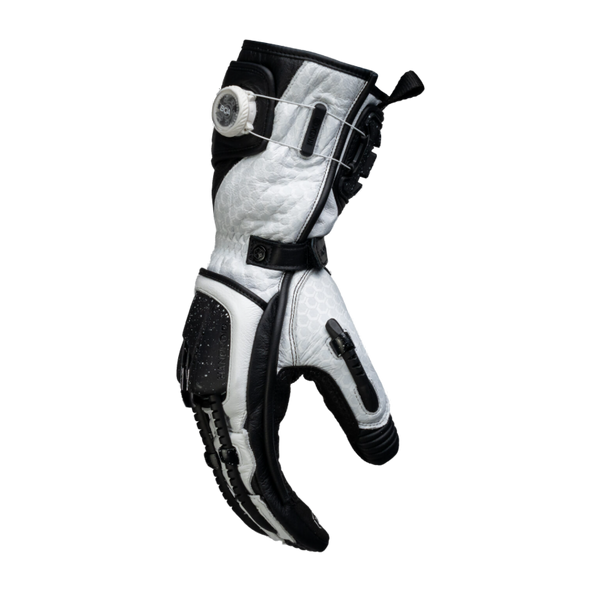 Knox Handroid MK5 men's racing leather gloves in black and white