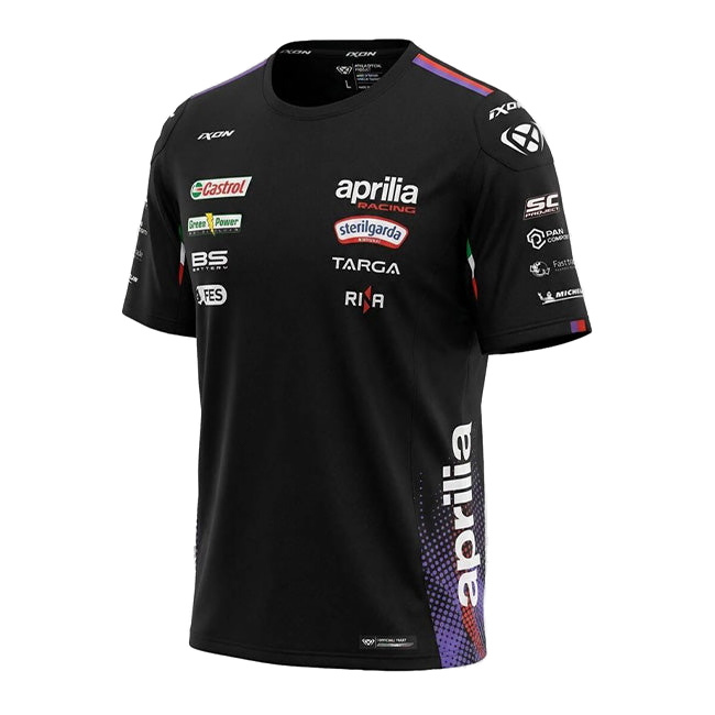 IXON TS1 Aprilia Racing Team 2026 men's replica T-shirt in black and fluo red