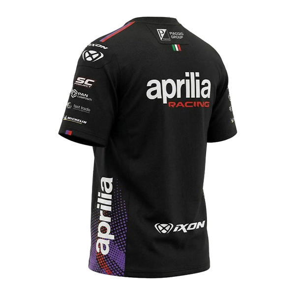 IXON TS1 Aprilia Racing Team 2026 men's replica T-shirt in black and fluo red