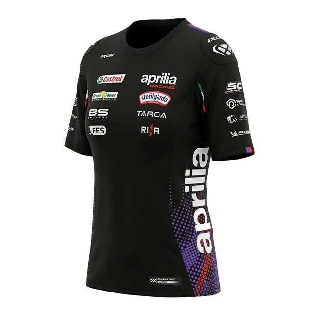 IXON TSL APRILIA 26 women's replica T-shirt in black and fluo red