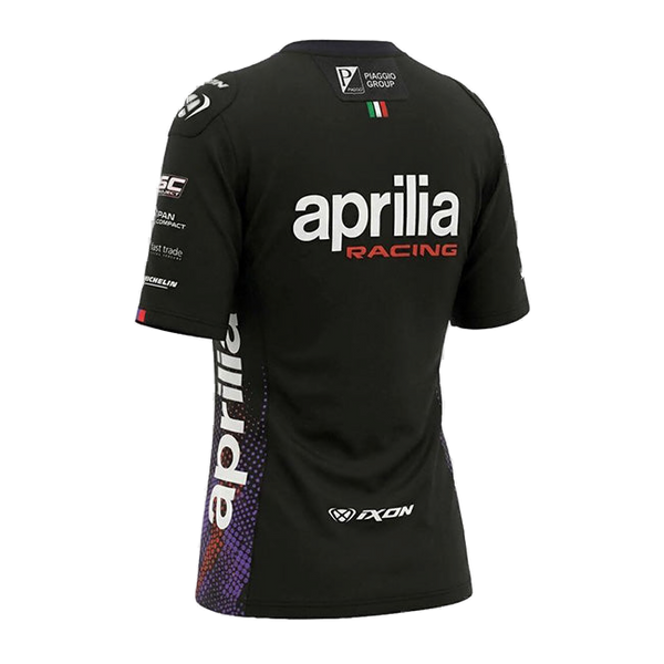 IXON TSL APRILIA 26 women's replica T-shirt in black and fluo red