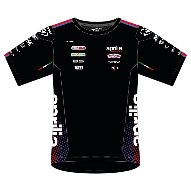 IXON Aprilia Racing Team Replica 2026 kids T-shirt in black and fluo red