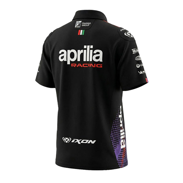 IXON PO1 APRILIA 26 men's polo shirt in black and fluo red