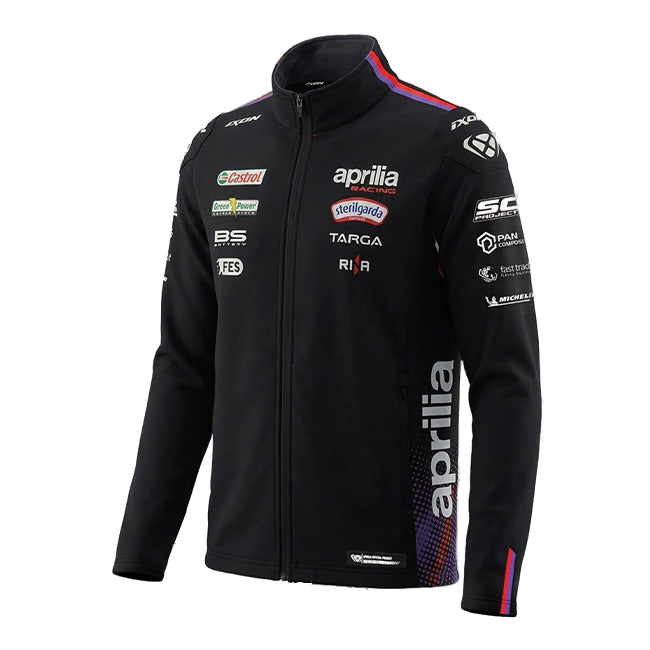 IXON SW1 APRILIA 26 men's zip sweatshirt jacket in black and fluo red – 2026 Aprilia Racing Team replica