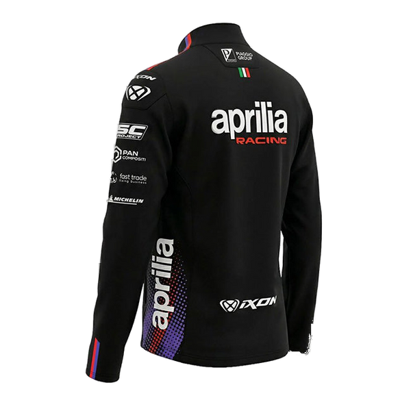 IXON SW1 APRILIA 26 men's zip sweatshirt jacket in black and fluo red – 2026 Aprilia Racing Team replica