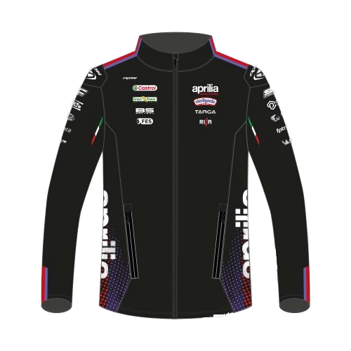 IXON Aprilia Racing Team 2026 kids zip sweatshirt jacket in black and fluo-red