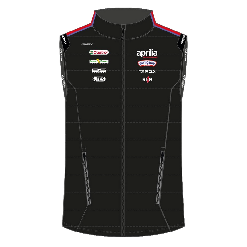 IXON BDW1 APRILIA 26 men's zip sweat vest in black and fluorescent red