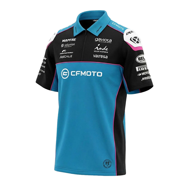 IXON PO1 CFMO 26 CFMOTO Aspar Racing Ángel-Nieto-Team men's polo shirt in blue, black and rose