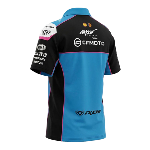 IXON PO1 CFMO 26 CFMOTO Aspar Racing Ángel-Nieto-Team men's polo shirt in blue, black and rose