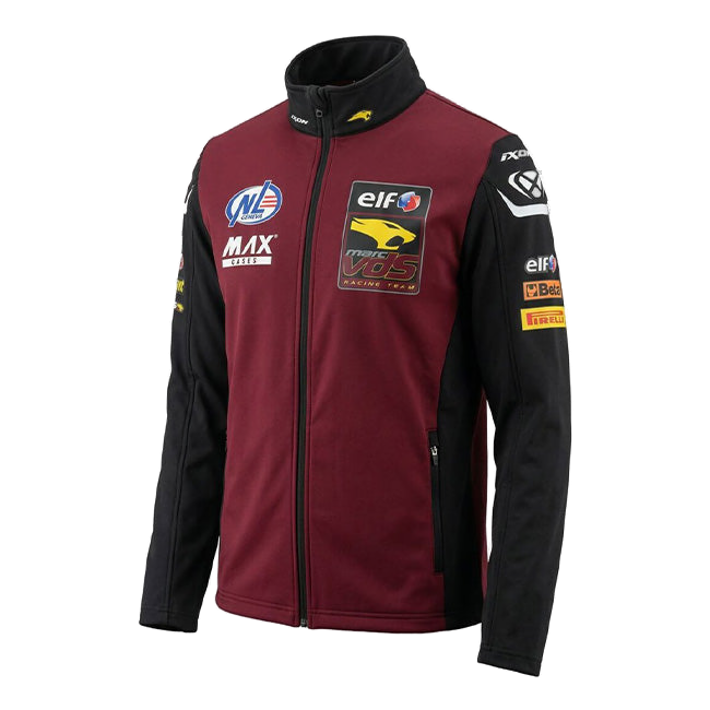 IXON ELF Marc VDS Racing Team Zip Sweatshirt Jacket Replica 2026 in bordeaux and black, men's