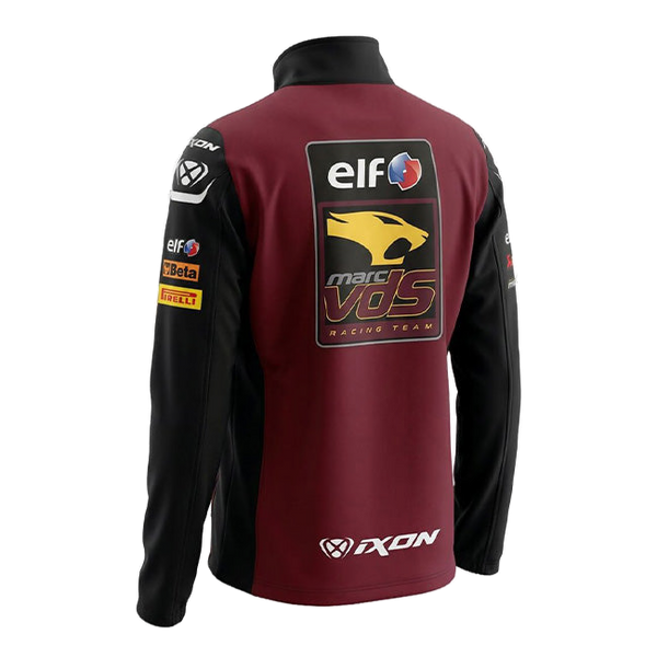 IXON ELF Marc VDS Racing Team Zip Sweatshirt Jacket Replica 2026 in bordeaux and black, men's