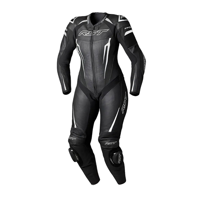 RST Tractech EVO D3O women's one-piece leather race suit in black, perforated panels