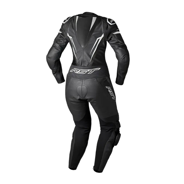 RST Tractech EVO D3O women's one-piece leather race suit in black, perforated panels
