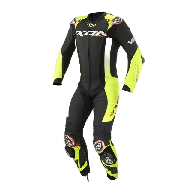 IXON Vortex 3 one-piece perforated leather race suit men black neon yellow