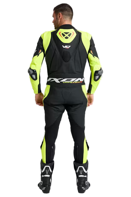 IXON Vortex 3 one-piece perforated leather race suit men black neon yellow