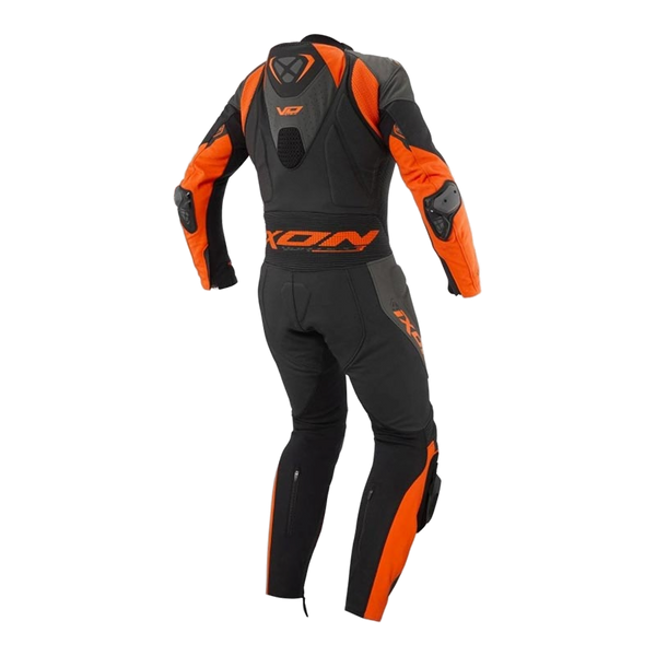 IXON Vortex 3 men's one-piece leather race suit in black, anthracite and orange