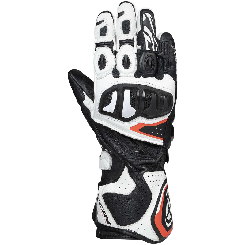 IXON Vortex GL men's racing leather gloves in White, Red and Black