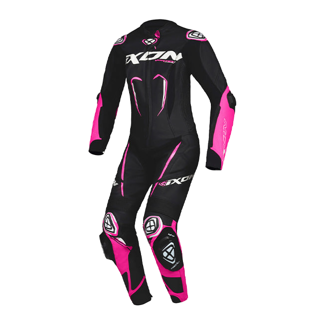 IXON Vortex 3 Lady one-piece perforated women's leather race suit in pink and black