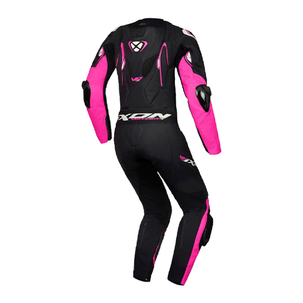 IXON Vortex 3 Lady one-piece perforated women's leather race suit in pink and black