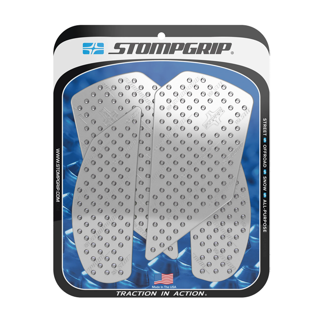 Stompgrip Vulcano traction pads for Kawasaki ZX-10 R/RR 2021-2026 — black and transparent options