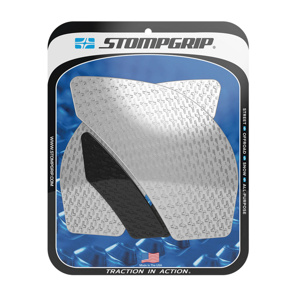 Stompgrip Icon traction pads for Kawasaki ZX-6R 636 RR 2009-2026 transparent black hybrid