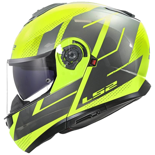 LS2 FF908 Strobe II Code H-V Yellow Grey – Flip-Up Commuter Helmet ECE 22.06 P/J
