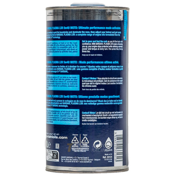 Bardahl Plasma LXR 5W40 1 litre fully synthetic motorcycle engine oil bottle