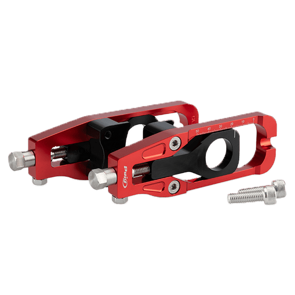 Puig CNC aluminium chain tensioners for Kawasaki ZX-6R 2024-2025, colour-anodised finish