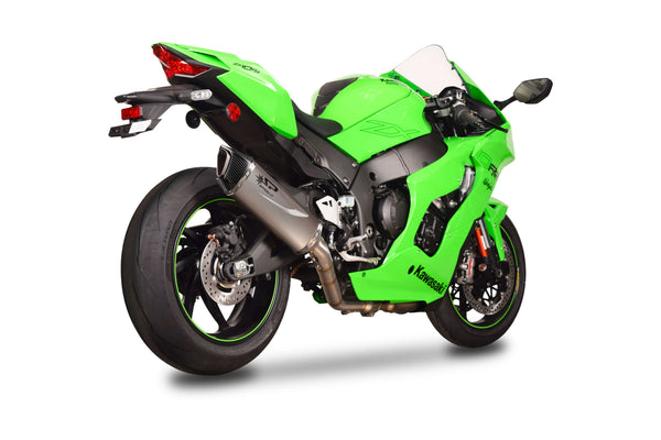 Spark Exhaust Force EVO titanium slip-on silencer with carbon end cap for Kawasaki ZX-10 R/RR 2021-2026
