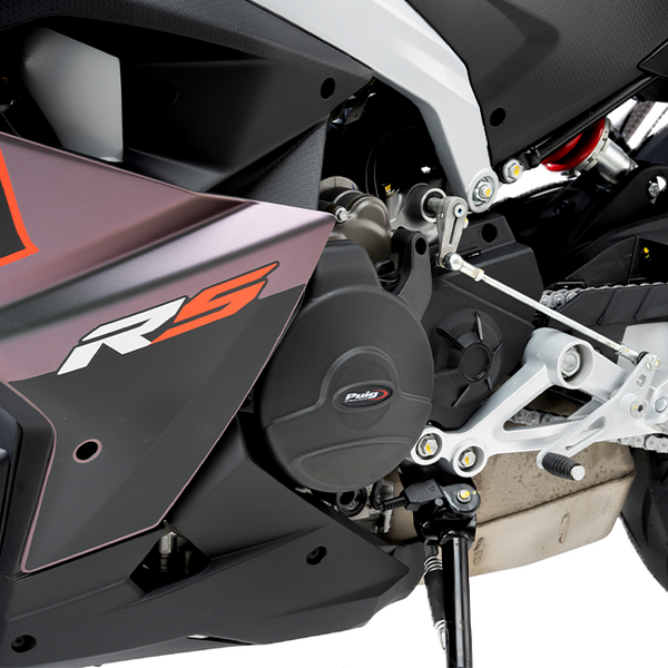 Puig engine cover protector complete set in black for Aprilia RS 457 2024-2025