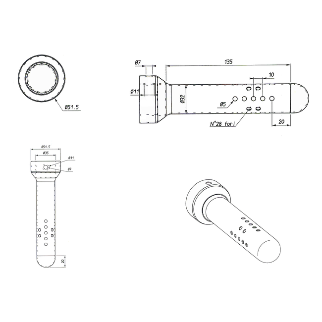 Spark Exhaust dB Killer Evo5 / Evo V 28 Holes Universal G9928