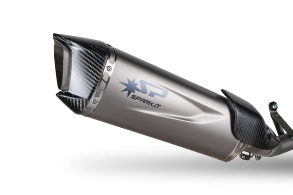Spark Exhaust Force Evo stainless full system with titanium silencer on Aprilia RS 660