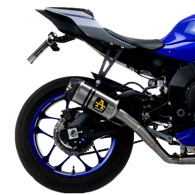 Arrow Indy Race titanium slip-on silencer with carbon end cap for Yamaha YZF-R1/M 2017-2026 – 71179HKR