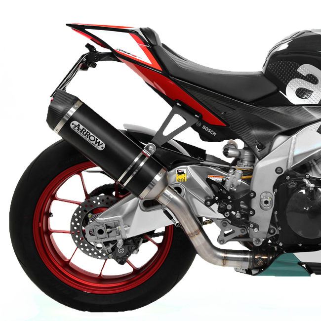 Arrow Race-Tech 71744AKN slip-on silencer dark aluminium with carbon end cap for Aprilia RSV4 2015-2016