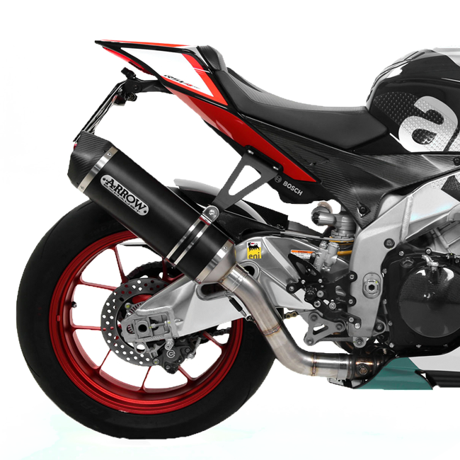 Arrow Race-Tech 71744AKN slip-on silencer aluminium dark with carbon end-cap for Aprilia RSV4 2017-2018