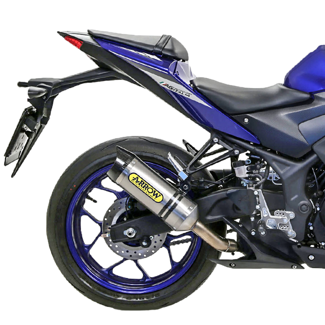 Arrow Thunder aluminium slip-on silencer with carbon end cap for Yamaha YZF-R3 2015-2018