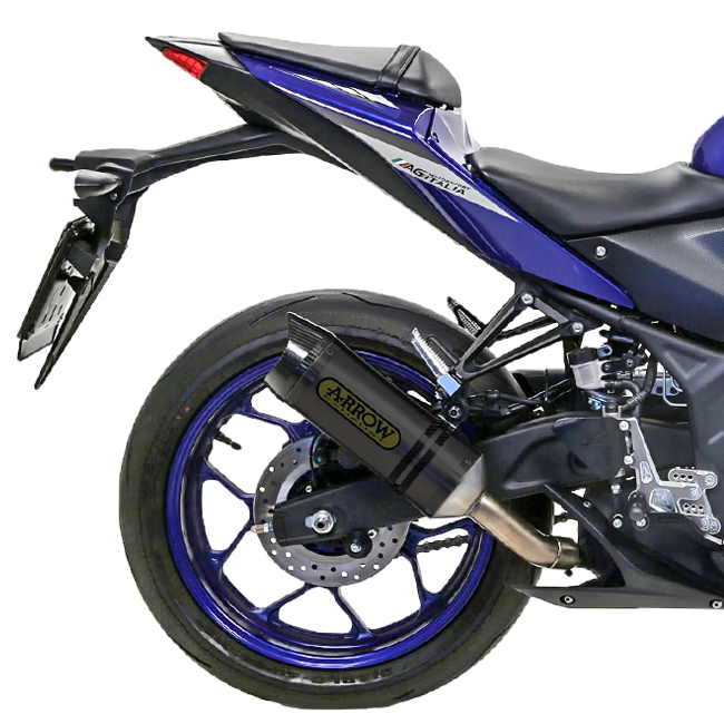 Arrow Thunder slip-on silencer dark aluminium carbon end cap Yamaha YZF-R3 71831AKN