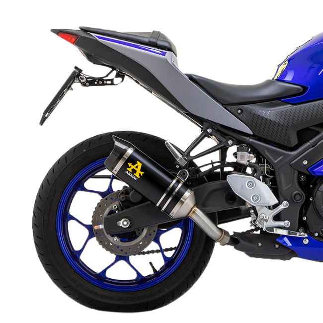 Arrow Thunder slip-on silencer dark aluminium carbon end cap Yamaha YZF-R3 71831AKN